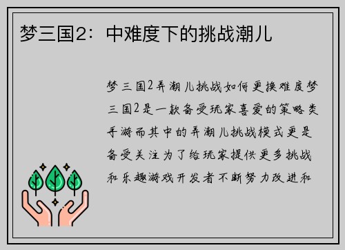 梦三国2：中难度下的挑战潮儿